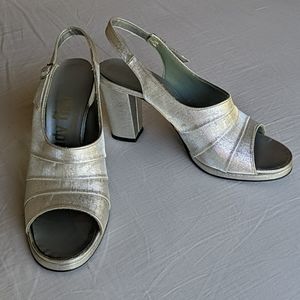 Vintage silver block heel 1960s sandals